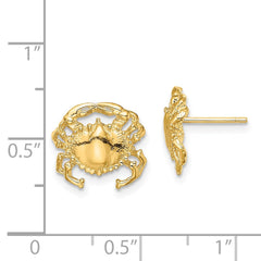 14K Yellow Gold Polished 2D Crab Post Earrings