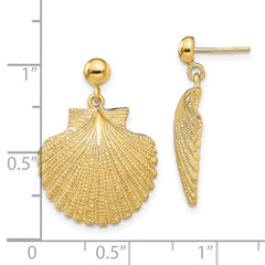 14K Yellow Gold Scallop Dangle Earrings