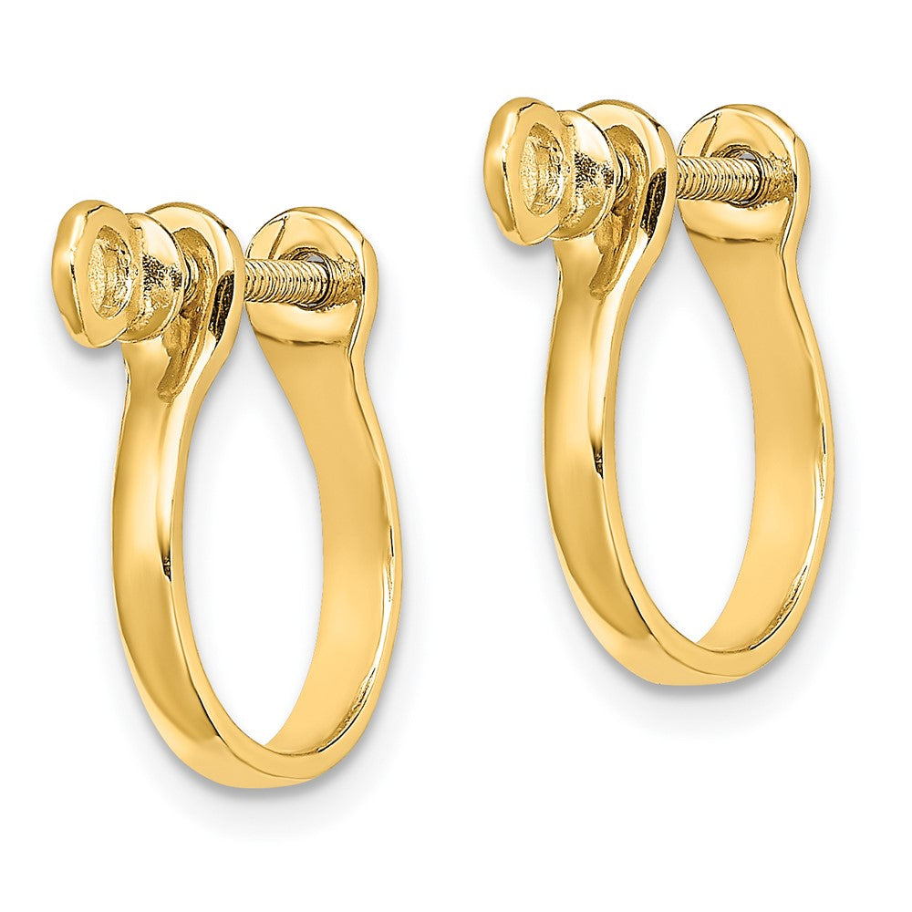 14K Yellow Gold 3D Shackle Link Screw Earrings