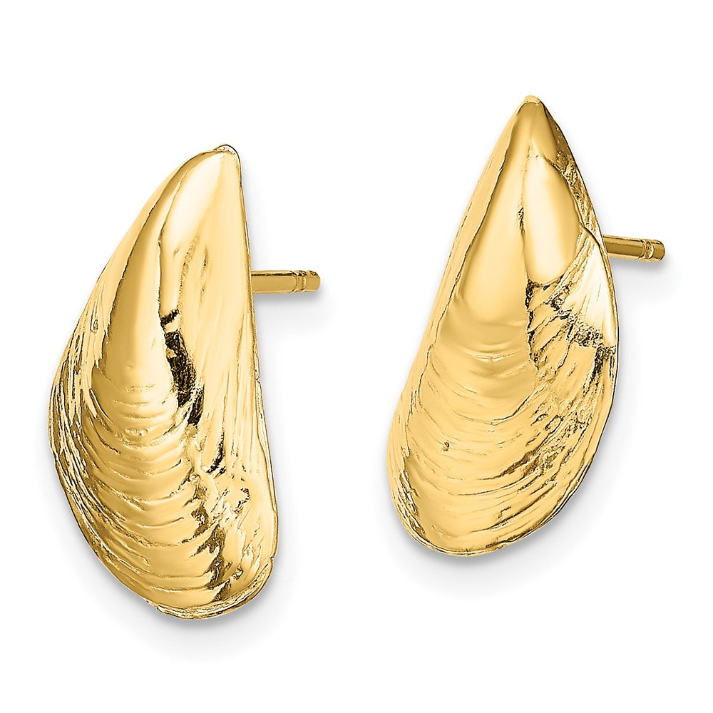 14K Yellow Gold Mussel Shell Post Earrings