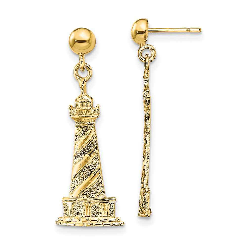 14K Yellow Gold Cape Hatteras Lighthouse Earrings