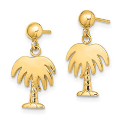 14K Yellow Gold Charleston Palm Tree Dangle Earrings