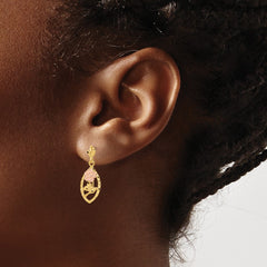 14K Two-Tone Gold Textured Flower Post Dangle Earrings