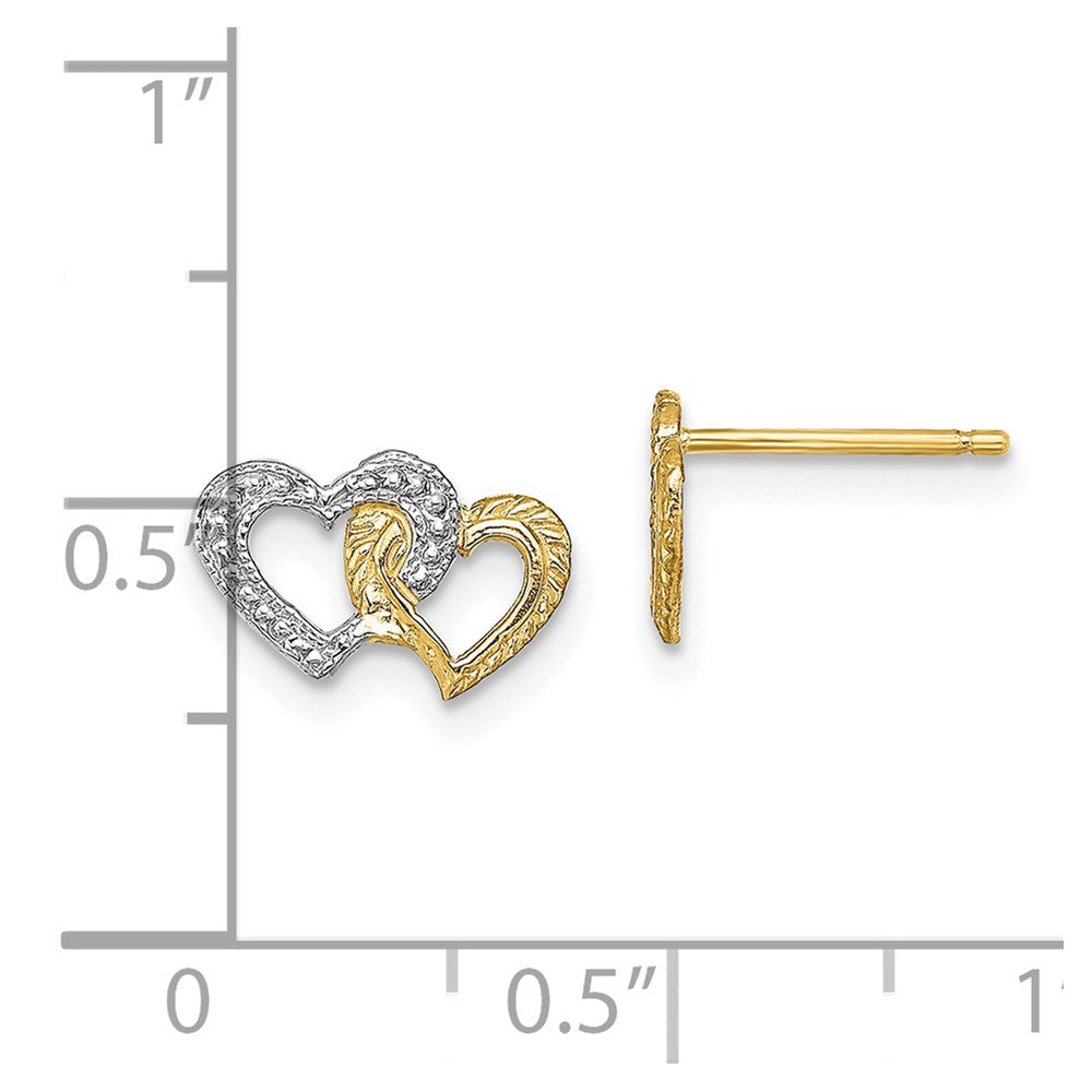 14K Two-Tone Gold Polished Intertwined Hearts Post Earrings