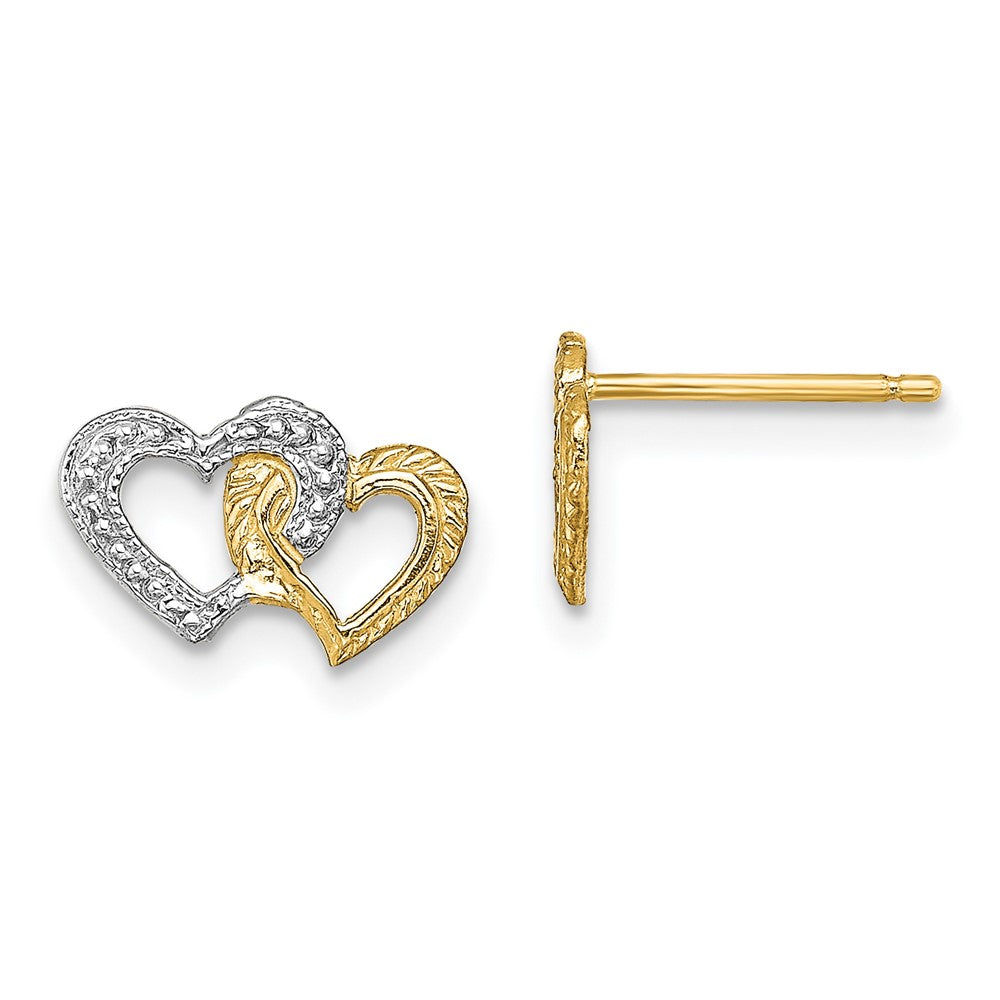 14K Two-Tone Gold Polished Intertwined Hearts Post Earrings