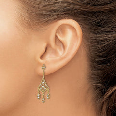14K Two-Tone Gold Filigree Diamond-cut Chandelier Dangle Earrings