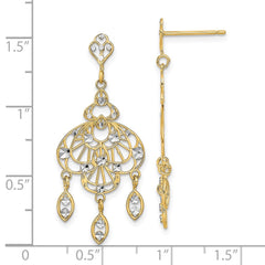 14K Two-Tone Gold Diamond-cut Chandelier Fancy Earrings