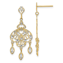 14K Two-Tone Gold Diamond-cut Chandelier Fancy Earrings