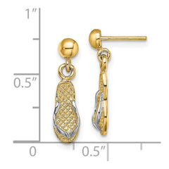 14K Two-Tone Gold Flip Flop Leverback Earrings