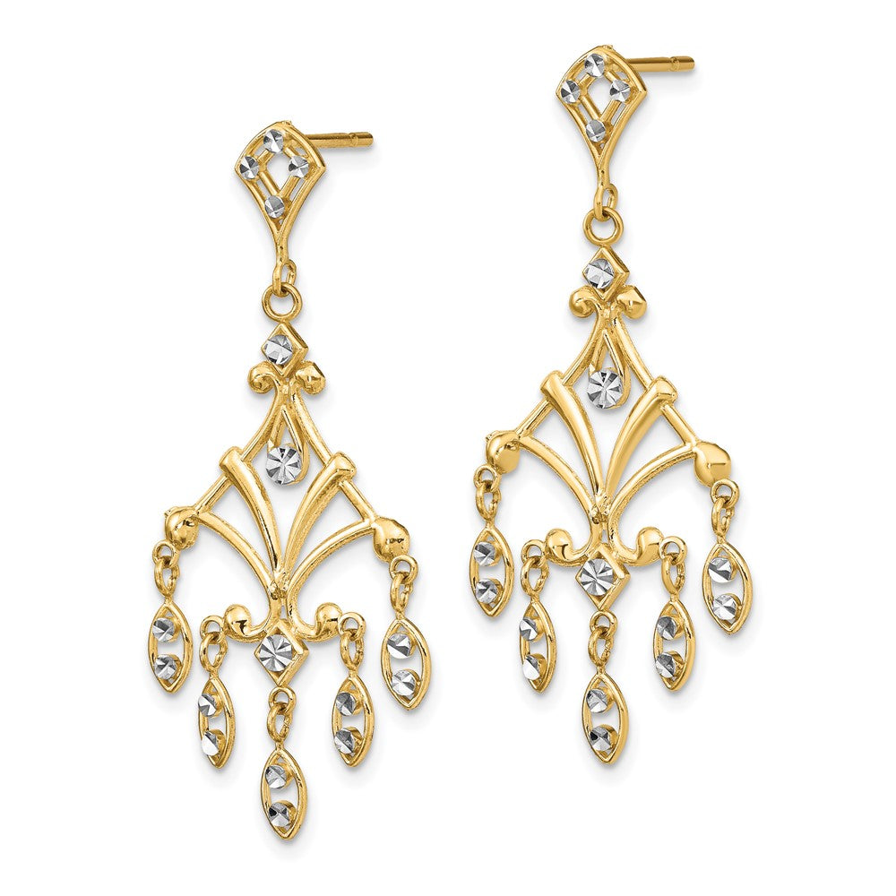 14K Two-Tone Gold Diamond-cut Chandelier Style Dangle Earrings