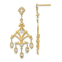 14K Two-Tone Gold Diamond-cut Chandelier Style Dangle Earrings