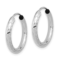 14K White Gold Polished & Diamond-cut Endless Hoop Earrings