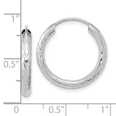 14K White Gold Polished & Diamond-cut Endless Hoop Earrings