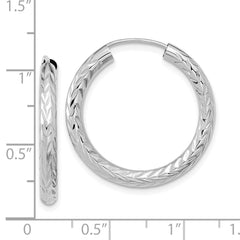 14K White Gold Polished & Diamond-cut Endless Hoop Earrings