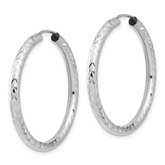 14K White Gold Polished & Diamond-cut Endless Hoop Earrings