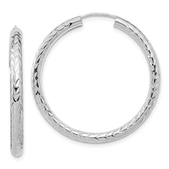 14K White Gold Polished & Diamond-cut Endless Hoop Earrings