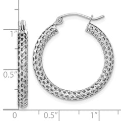 14K White Gold Mesh Hoop Earrings