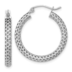 14K White Gold Mesh Hoop Earrings