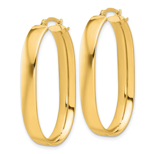 14K Yellow Gold Oval Hoop Earrings