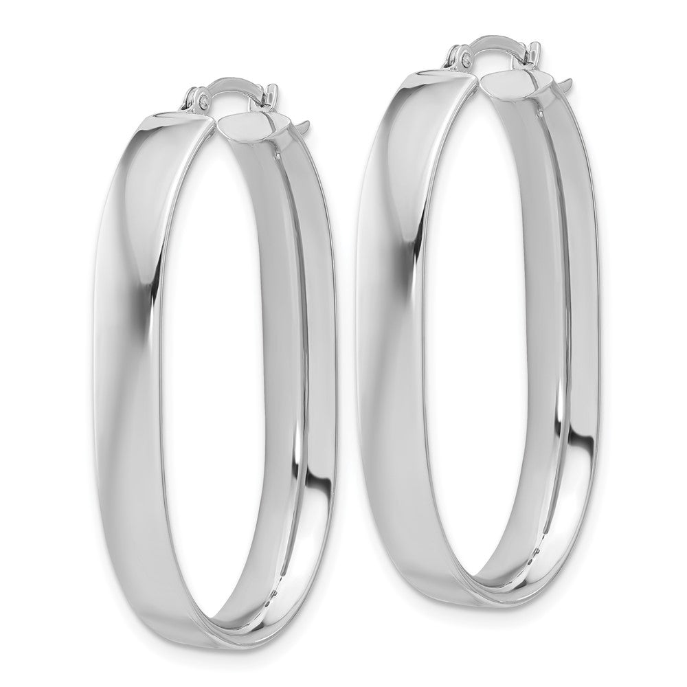 14K White Gold Oval Hoop Earrings