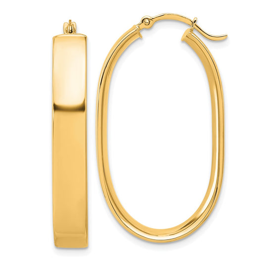 14K Yellow Gold Oval Hoop Earrings