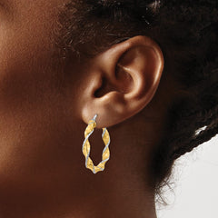 14K Two-Tone Gold Twisted Hoops