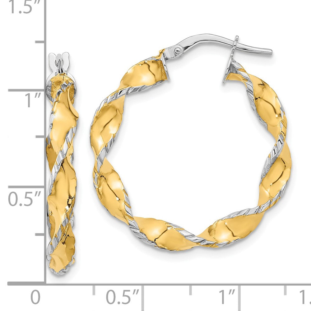 14K Two-Tone Gold Twisted Hoops