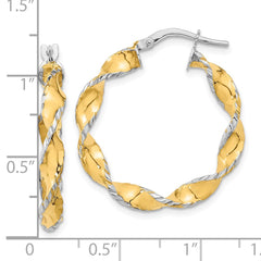 14K Two-Tone Gold Twisted Hoops