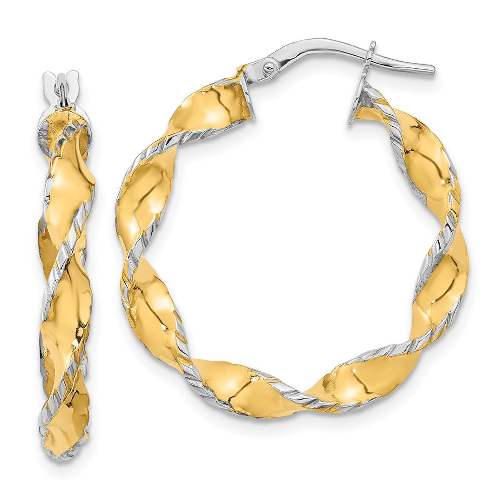 14K Two-Tone Gold Twisted Hoops