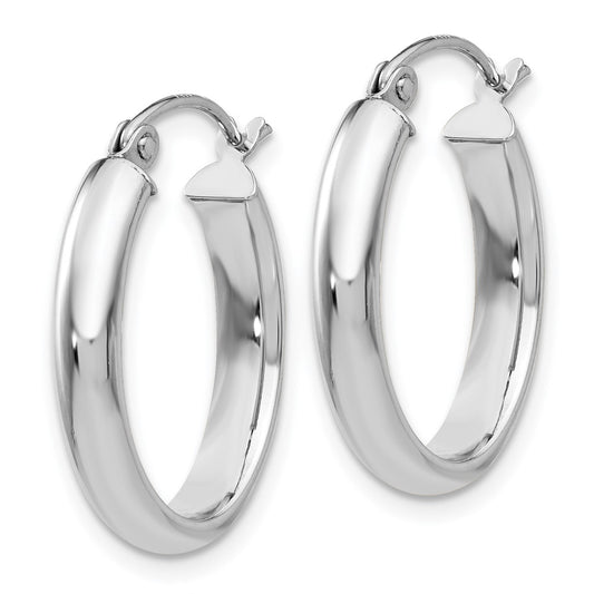 14K White Gold Polished 3.75mm Oval Tube Hoop Earrings