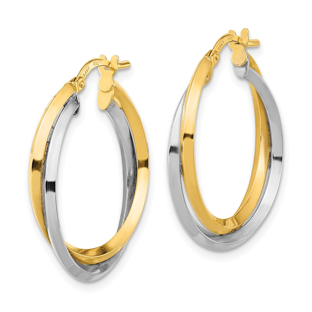 14K Two-Tone Gold Polished Double Hoops