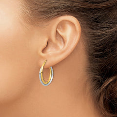 14K Two-Tone Gold Polished Double Hoops