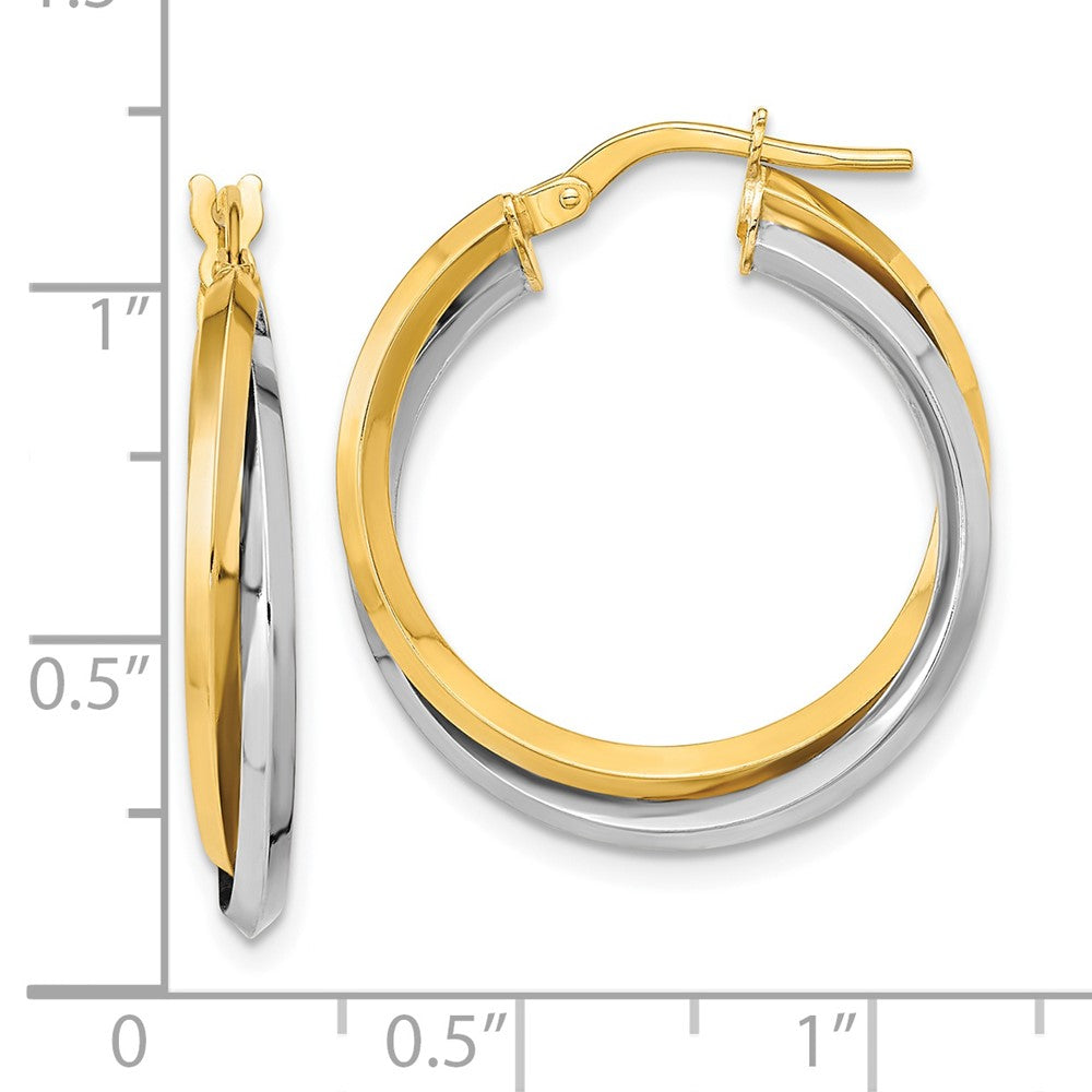 14K Two-Tone Gold Polished Double Hoops