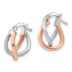 14K White & Rose Gold Fancy Hoops