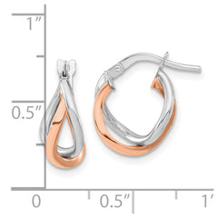 14K White & Rose Gold Fancy Hoops