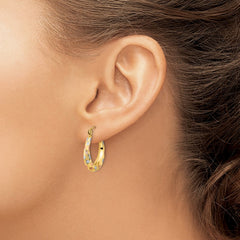 14K Tri-Color Gold Polished Satin Diamond-cut Hoop Earrings