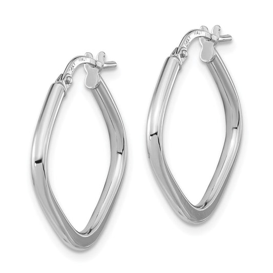 14K White Gold Polished Square Hoops