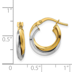 14K Two-Tone Gold Polished Double Hoops