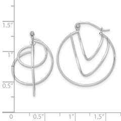 14K White Gold Polished Twisted Circles Hoop Earrings