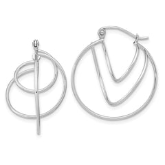 14K White Gold Polished Twisted Circles Hoop Earrings