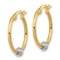 14K Two-Tone Gold Polished Diamond-cut Hoop Earrings