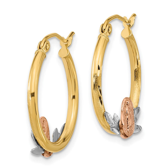 14K Tri-Color Gold Guadalupe Hoop Earrings