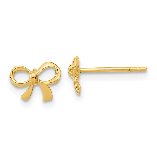 14K Yellow Gold Polished Bow Post Earrings