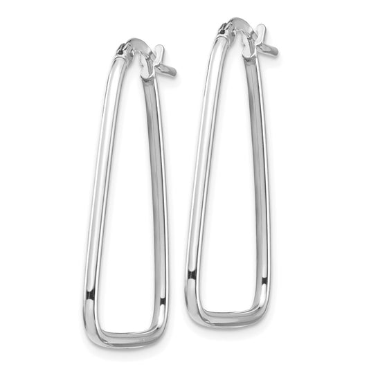 14K White Gold 1.5mm Polished Triangle Dangle Hoop Earrings