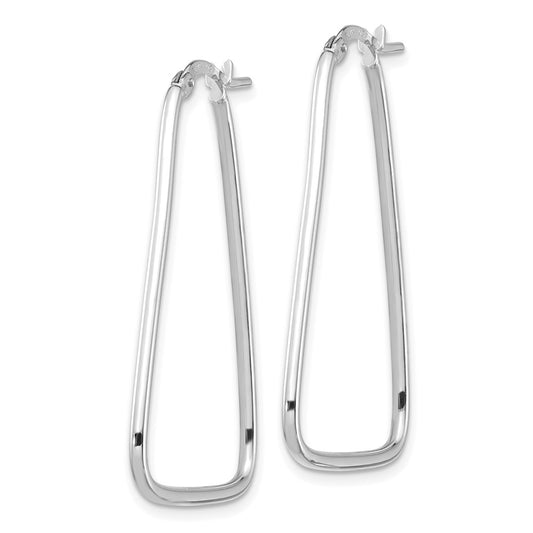 14K White Gold 1.5mm Polished Triangle Dangle Hoop Earrings