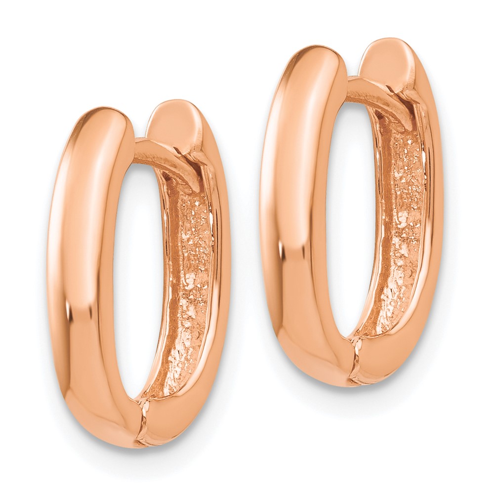 14K Rose Gold Oval Hinged Hoop Earrings