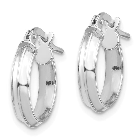 14K White Gold Polished Small 3mm Hoop Earrings