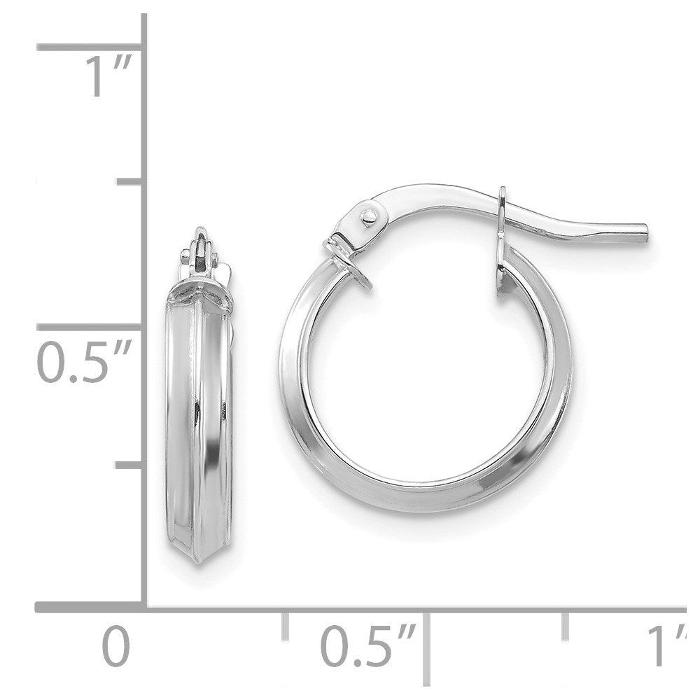 14K White Gold Polished Small 3mm Hoop Earrings