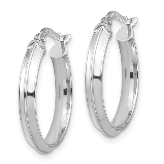 14K White Gold Polished Medium 3mm Hoop Earrings