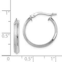 14K White Gold Polished Medium 3mm Hoop Earrings